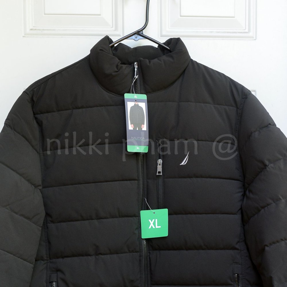 NWT Nautica Men's Puffer Bomber Jacket IN BLACK - Picture 2 of 6